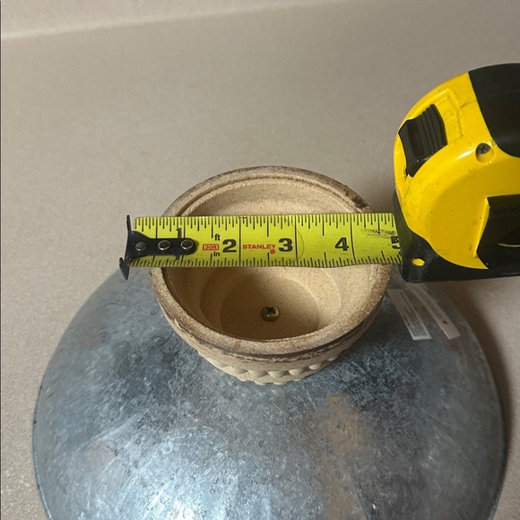 Metallic Gray Decorative Bowl with Cream Pedestal Base - Picture 5 of 5